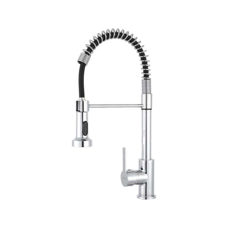 Grifo de mezclador de fregadero de cocina de primavera libre de plomo con pulverizador