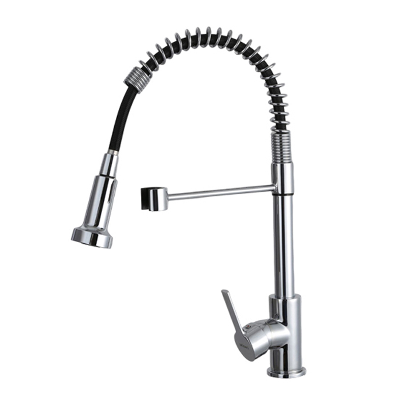 Grifo de mezclador de fregadero de cocina de primavera libre de plomo con pulverizador
