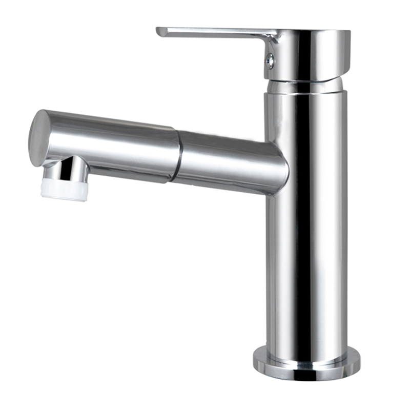Extraiga el grifo de la batidora de agua fría y caliente cromada 