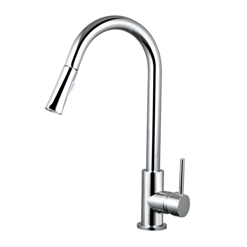 Plomo sin cubierta muecería de cocina de agua fría de agua fría montado en la plataforma con rociador